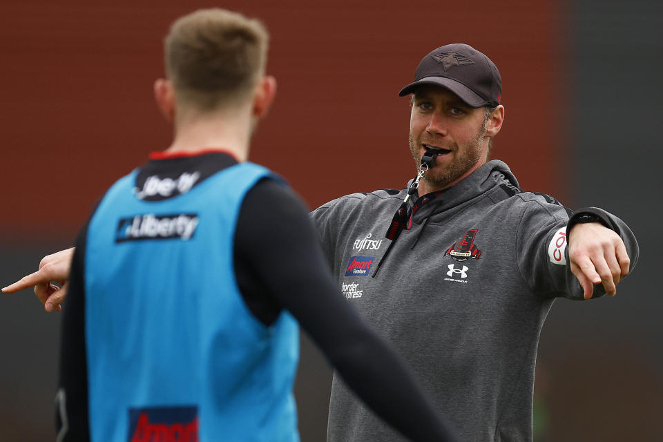 Bombers head coach Ben Rutten (pictured) during training.