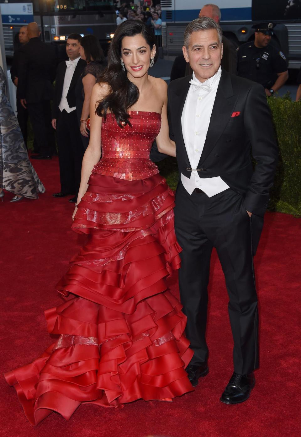 Amal Clooney and George Clooney at the Met Gala on May 4, 2015.
