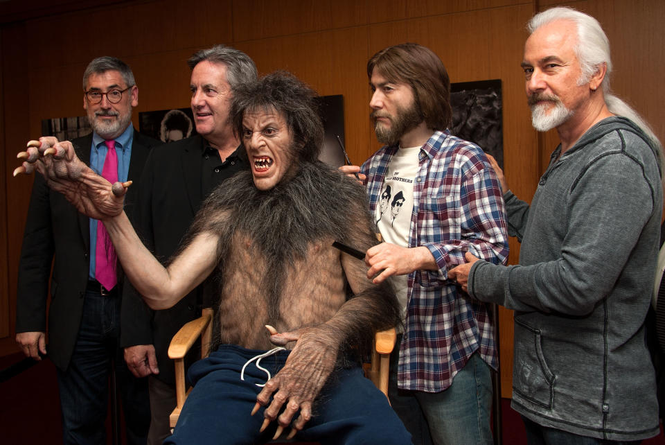 BEVERLY HILLS, CA - OCTOBER 09: From L to R: Producer John Landis, actor David Naughton and make-up artist Rick Baker attend The Academy of Motion Picture Arts and Sciences' screening of 