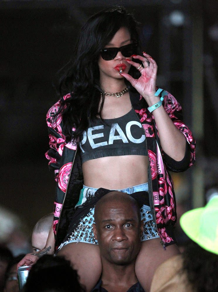 Rihanna in the audience during Day 3 of the 2012 Coachella Valley Music & Arts Festival. (Photo: Christopher Polk/Getty Images for Coachella)