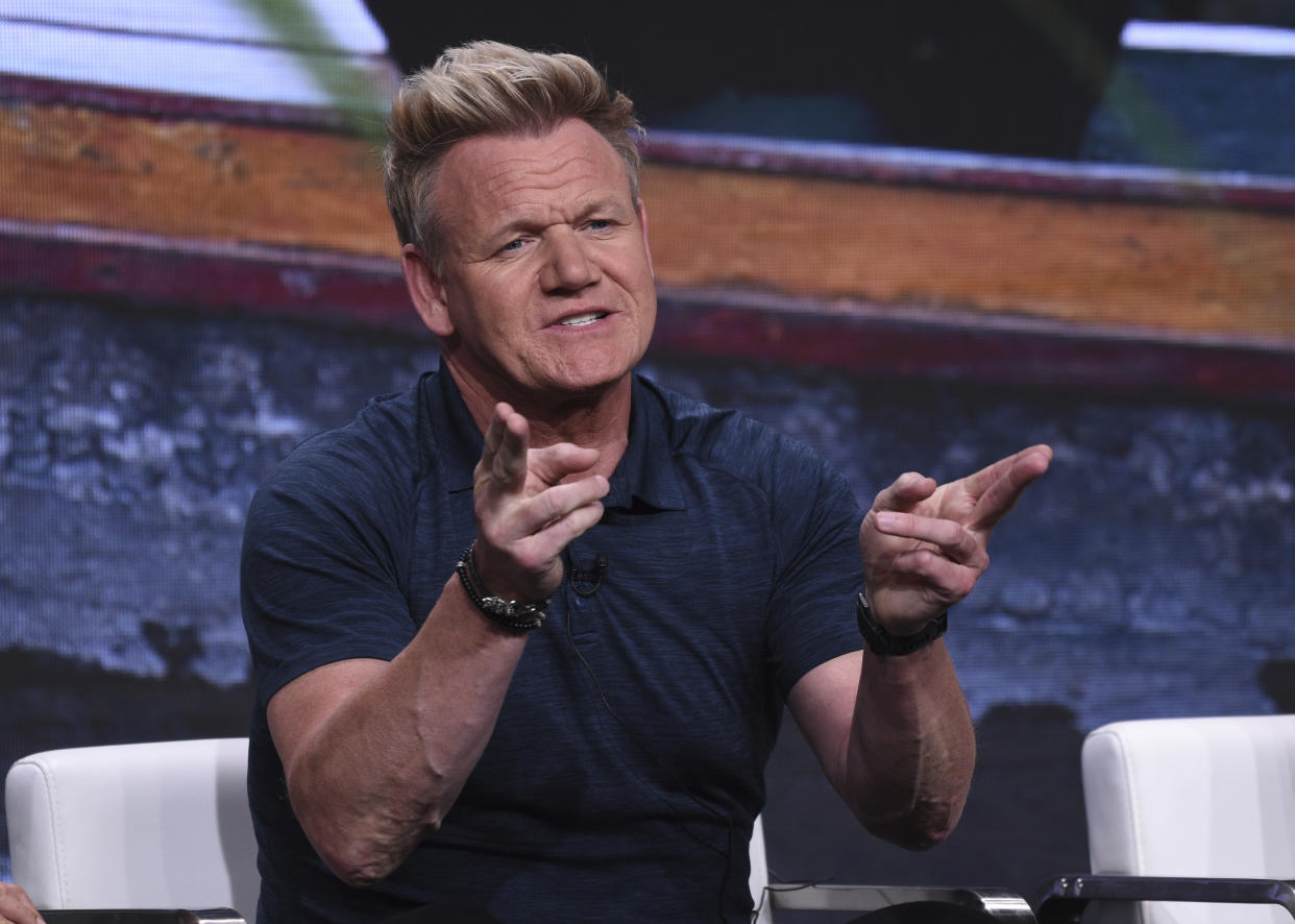 Chef Gordon Ramsay participates in National Geographic's "Gordon Ramsay: Uncharted" panel at the Television Critics Association Summer Press Tour on Tuesday, July 23, 2019, in Beverly Hills, Calif. (Photo by Chris Pizzello/Invision/AP)