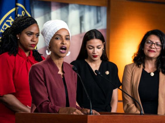 Trump tweeted telling the four BAME Democrat congresswomen, colloquially known as 'the squad', to 'go back to where they came from' (EPA)