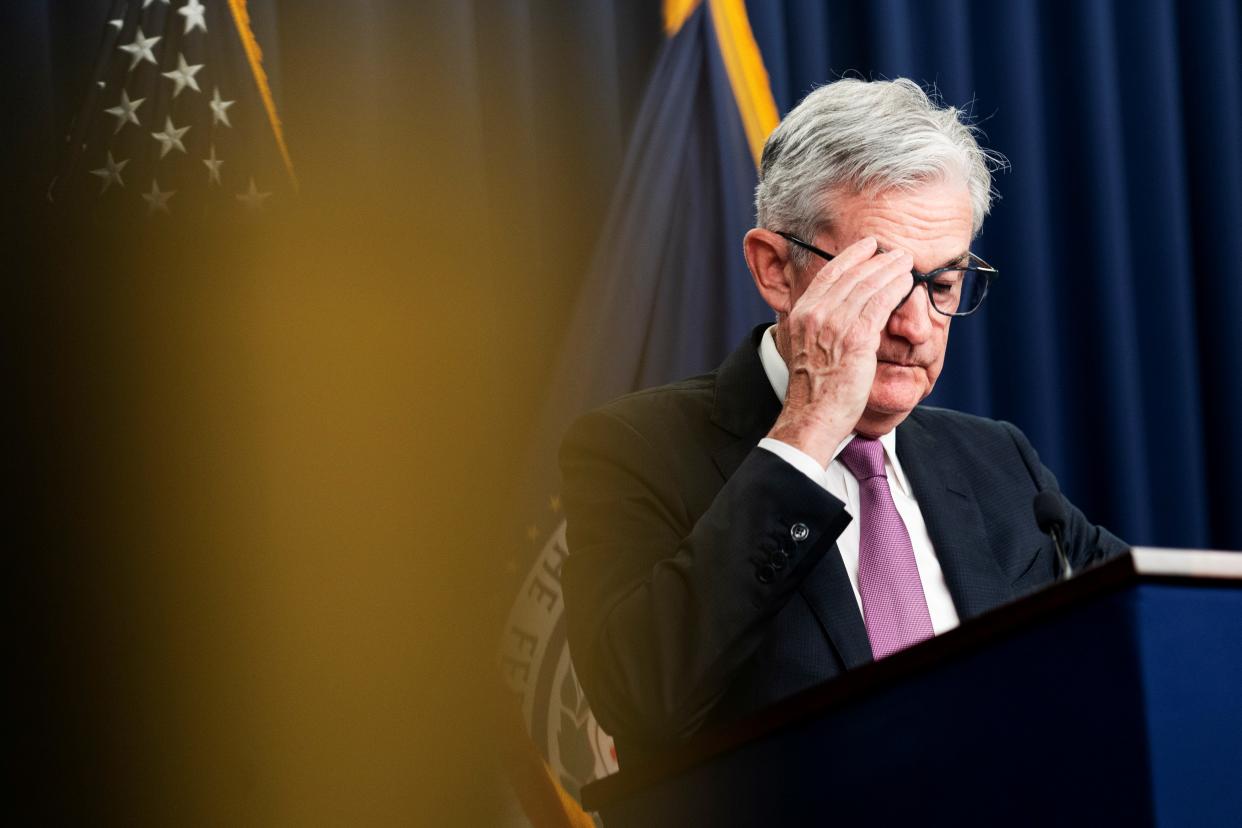 U.S. Federal Reserve Chair Jerome Powell attends a press conference in Washington, D.C., the United States, on July 27, 2022. The U.S. Federal Reserve on Wednesday raised its benchmark interest rate by 75 basis points, the second in a row of that magnitude, as elevated inflation showed no clear sign of easing. (Photo by Liu Jie/Xinhua via Getty Images)