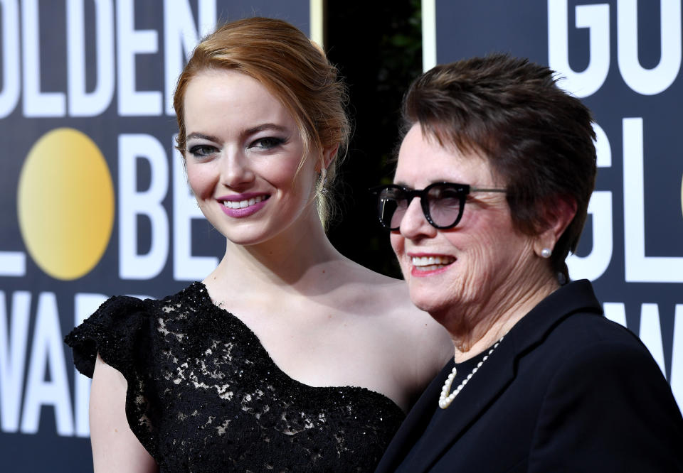 Billie Jean King, who was the guest of Emma Stone on Sunday night, is a former professional tennis player who has been an advocate for gender equality and gay rights during her time on and off the tennis court. She consistently advocated for pay equity for female athletes, and later became one of the first well-known openly gay athletes.<br /><br /> In 1973, King won the iconic &ldquo;<a href="https://www.huffingtonpost.com/topic/battle-of-the-sexes">Battle of the Sexes</a>&rdquo; tennis match against former professional player Bobby Riggs. King went on to found the <a href="http://www.wtatennis.com/" target="_blank">Women&rsquo;s Tennis Association</a>&nbsp;and the <a href="https://www.womenssportsfoundation.org/athletes/our-athletes/billie-jean-king/" target="_blank">Women&rsquo;s Sports Foundation</a>. In <a href="http://content.time.com/time/covers/0,16641,19760105,00.html" target="_blank">1975</a>, she was named Time&rsquo;s person of the year and, in <a href="https://www.womenofthehall.org/inductee/billie-jean-king/" target="_blank">1990</a>, was inducted into the National Women&rsquo;s Hall of Fame. <br /><br />&ldquo;I decided at 12 years old that I was going to fight for equal rights and opportunities for boys and girls, men and women for the rest of my life,&rdquo; she said at a <a href="https://www.huffingtonpost.com/entry/billie-jean-king-nfl-gender-diversity_us_56b3b988e4b01d80b2459482">2016 NFL Women&rsquo;s Summit</a>. &ldquo;Tennis was my platform, but that&rsquo;s not my real thing &mdash; my real thing was to push forward for both genders.&rdquo;