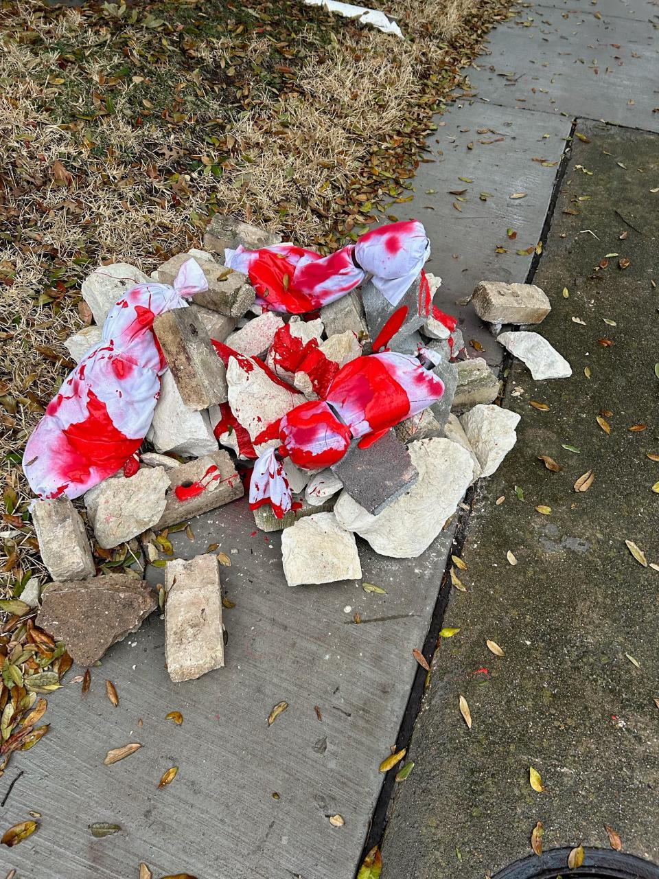 Dallas City Council Member Cara Mendelsohn awoke one Saturday morning to find bright-red graffiti on her property. "My husband and I got up and went up and went 'oh my gosh, there is a lot of graffiti,' but along with that, they had brought rocks and bricks and there was this pile of rubble with three fake dead babies that were left on the sidewalk. It was really disturbing."