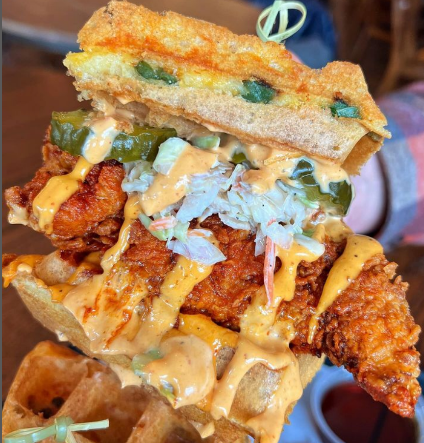 The Flamin' Waffle Sandwich at Flamin' Feathers.