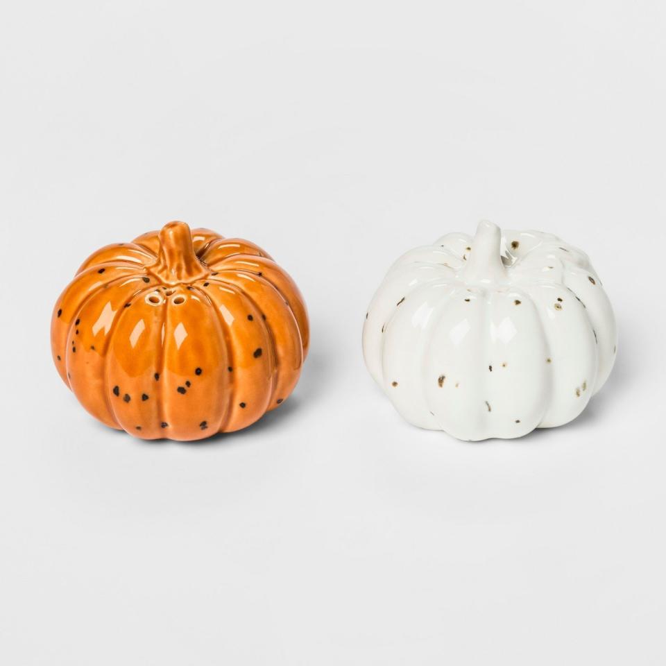 <a href="https://www.target.com/p/2pk-stoneware-pumpkin-salt-and-pepper-set-orange-white-threshold-153/-/A-53459701" target="_blank" rel="noopener noreferrer"><strong>Get it at Target</strong></a>, $5.&nbsp;