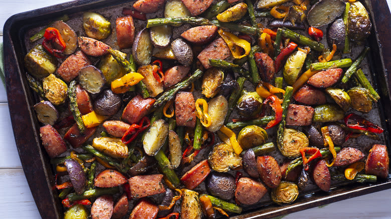 Oven roasted vegetables in pan