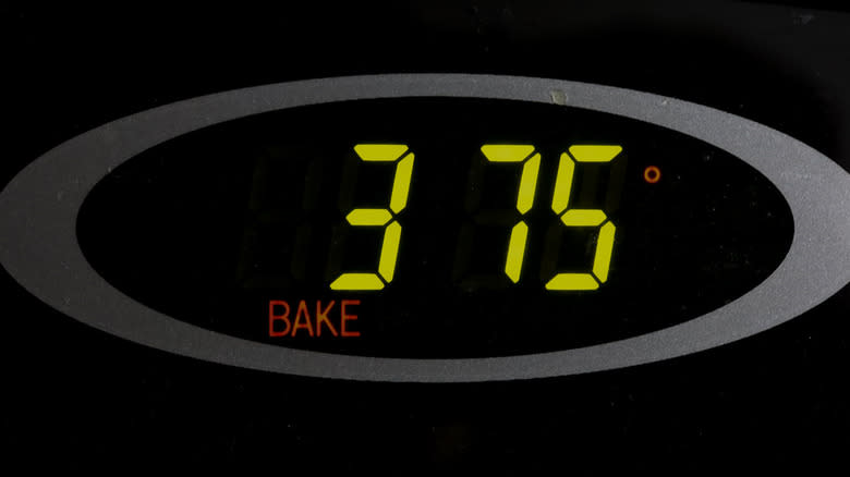 oven set to 375 F