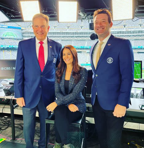 <p>Courtesy of Tracy Wolfson</p> Tracy Wolfson with Jim Nance and Tony Romo