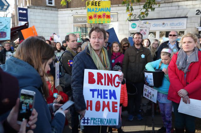 Richard Ratcliffe and supporters have held rallies calling for his wife to be freed (Jonathan Brady/PA)