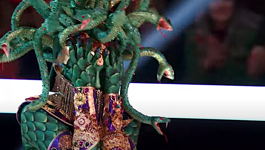 The Medusa cries after the judges save her at the last minute on 'The Masked Singer.' (Photo: Fox)