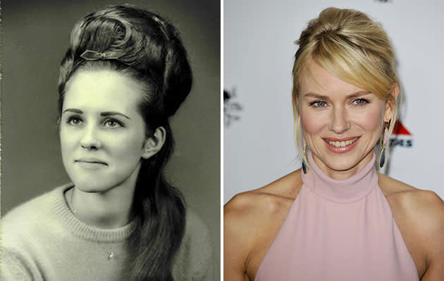 <b>Naomi Watts (Best Actress)</b><br> <b>Nominated for: The Impossible</b><br> Reece Witherspoon recently wrote a fan letter to Naomi, praising her courageous performance in ‘The Impossible’. Wonder if She feels the same about Naomi’s equally courageous hair in this bizarre, vintage-style photo from Ysgol Gyfun Llangefni Welsh Language school? (Credit: Pacific Coast News)