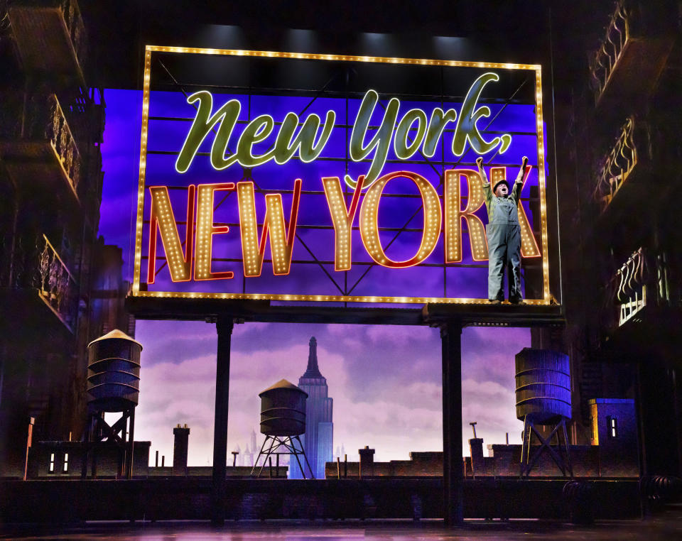 This image released by Polk & Co. shows Jim Borstelmann during a performance of "New York, New York." (Paul Kolnik/Polk & Co. via AP)