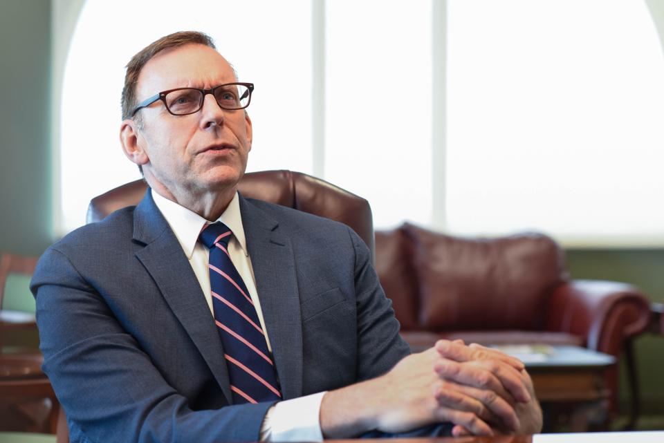 James McGrath, Cooley Law School's new president pictured in his office Thursday, Sept. 12, 2019.