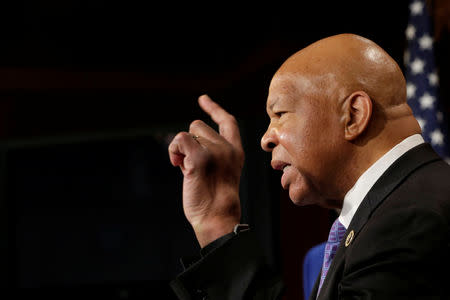 FILE PHOTO: House Oversight and Government Reform Committee ranking member Representative Elijah Cummings (D-MD) speaks about former national security adviser Michael Flynn during a news conference on President Trump's first 100 days on Capitol Hill in Washington, U.S. April 27, 2017. REUTERS/Yuri Gripas