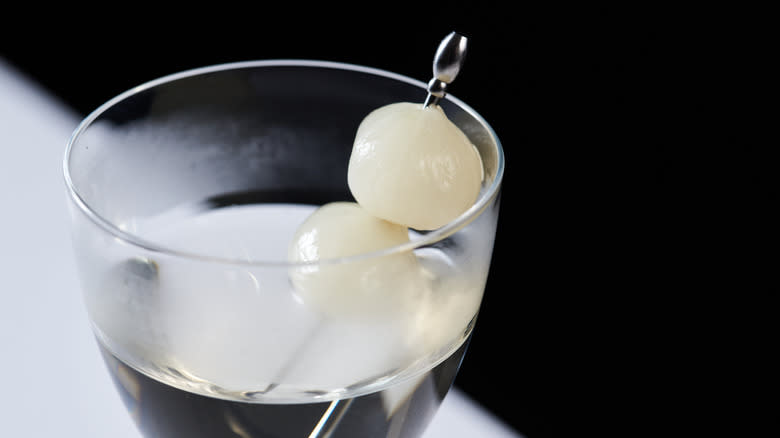 cocktail onions on a pick