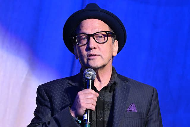 <p>Michael Tullberg/Getty </p> Rob Schneider appears at a Robert F. Kennedy Jr. event in Los Angeles in February