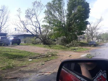 Photo shows damage in Westmoreland following tornado. Photo courtesy of Ashley Fielder.