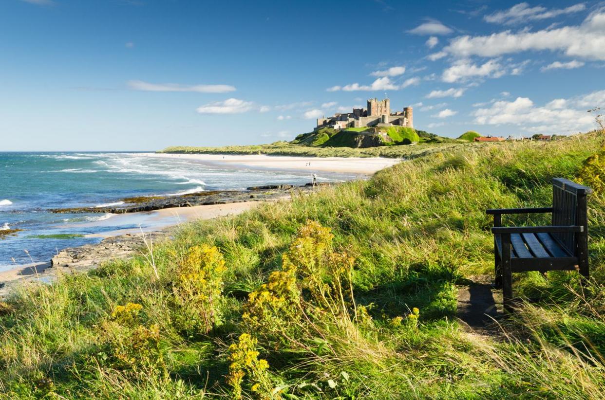 Bamburgh beach with a view to the castle: Getty