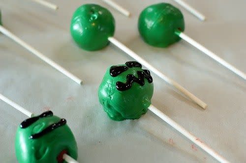 Green Jack-o'-Lantern Cake Balls