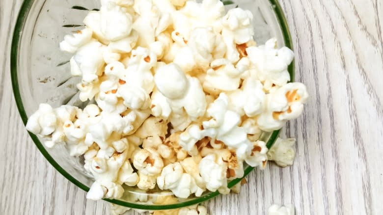 close up of prepared popcorn