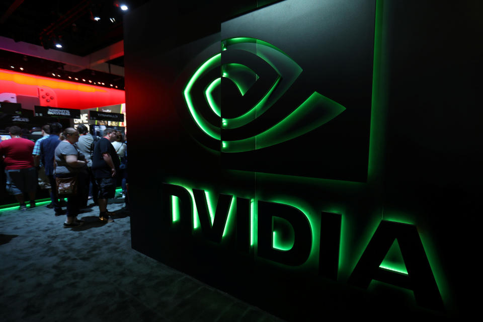 The nVIDIA booth is shown at the E3 2017 Electronic Entertainment Expo in Los Angeles, California, U.S. June 13, 2017.  REUTERS/ Mike Blake