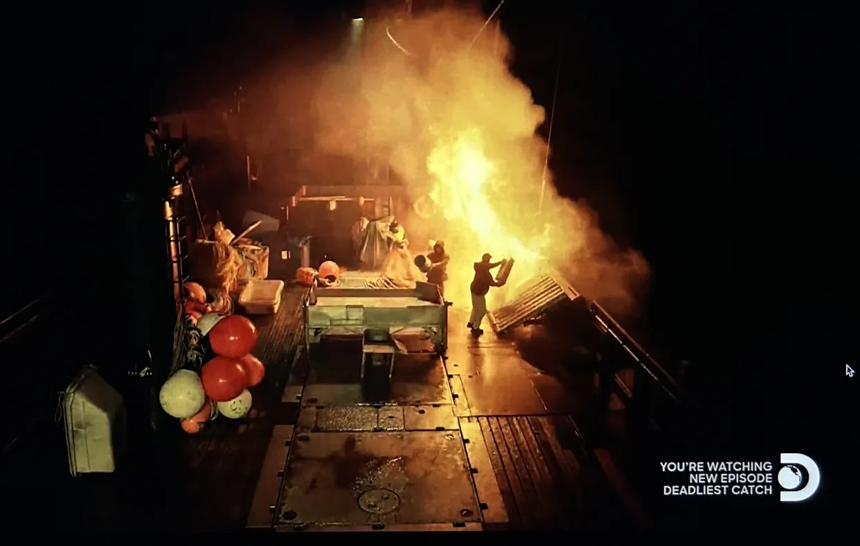 When birthday pranks go bad: A fire breaks out aboard the 'Time Bandit' on 'Deadliest Catch.'