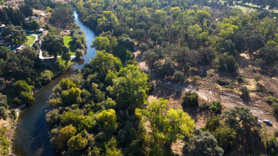 A crew started work on a fishery restoration project along the Stanislaus River at Kerr Park in Oakdale, Calif., Tuesday, Oct. 3, 2023.