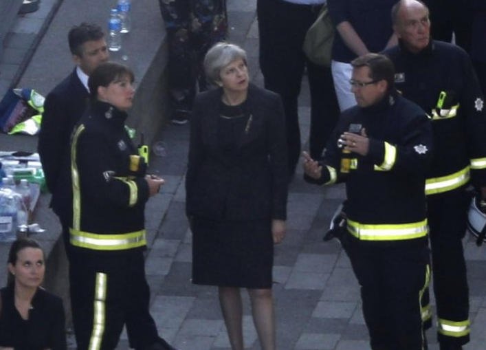 Theresa May visited Grenfell Tower in private (Picture: BBC)