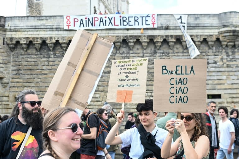 Una marcha contra la extrema derecha convocada en Nantes, en el oeste de Francia, el 22 de junio de 2024 (Sébastien Salom-Gomis)