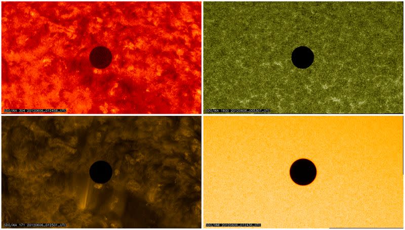 FILE PHOTO: Handout images courtesy of NASA show various views of the planet Venus transiting the Sun