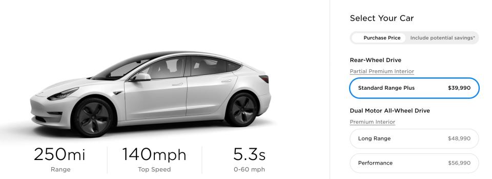 Tesla Model 3 Pricing