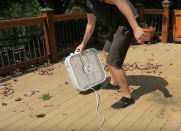 <body> <p>Need to clear your deck of an avalanche of leaves? Before investing in a pricey leaf blower, enlist help from a cool member of your own household: a portable fan. Switch on the <a rel="nofollow noopener" href=" http://www.bobvila.com/articles/how-to-use-a-window-fan/#.V7dSGjkrJhA?bv=yahoo" target="_blank" data-ylk="slk:high-powered fan;elm:context_link;itc:0;sec:content-canvas" class="link ">high-powered fan</a> and watch as it plows through leaves and puts your deck back in business!</p> <p><strong>Related: <a rel="nofollow noopener" href=" http://www.bobvila.com/slideshow/9-tricks-for-fast-and-easy-fall-yard-cleanup-49405?bv=yahoo" target="_blank" data-ylk="slk:9 Tricks for Fast and Easy Fall Yard Cleanup;elm:context_link;itc:0;sec:content-canvas" class="link ">9 Tricks for Fast and Easy Fall Yard Cleanup</a> </strong> </p> </body>