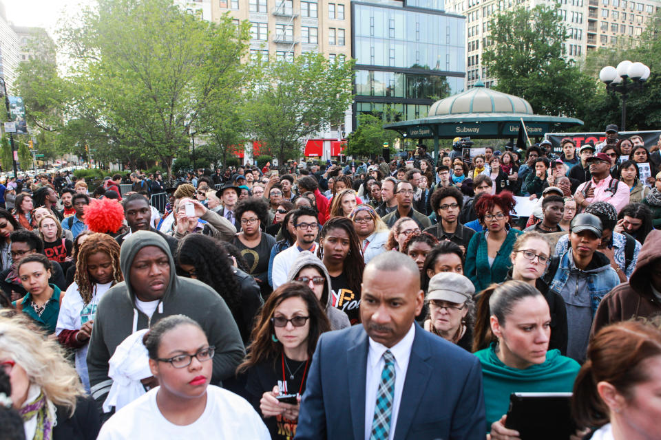The crowd at Union Square during the May 20, 2015 #SayHerName vigil. 