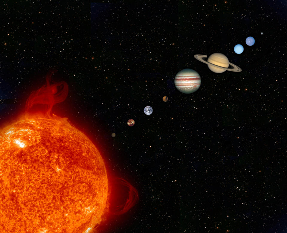 The Solar System - Mercury, Venus, Earth, Mars, Jupiter, Saturn, Uranus, Neptune & Pluto.