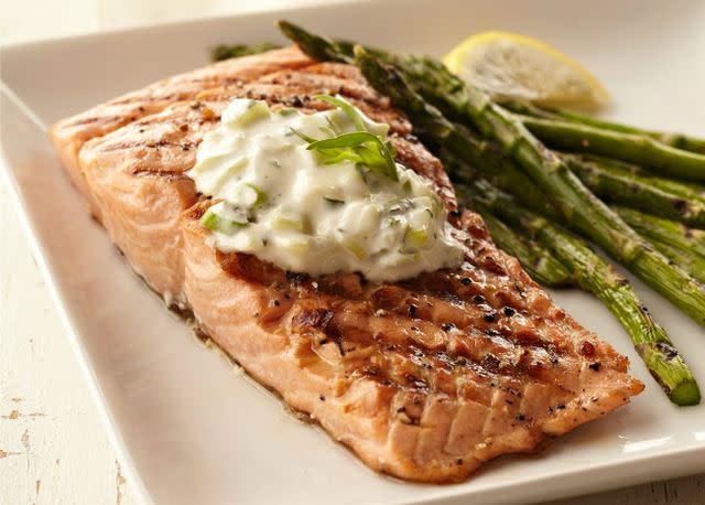 Meredith Pictured: Grilled Salmon with Simple Sauce