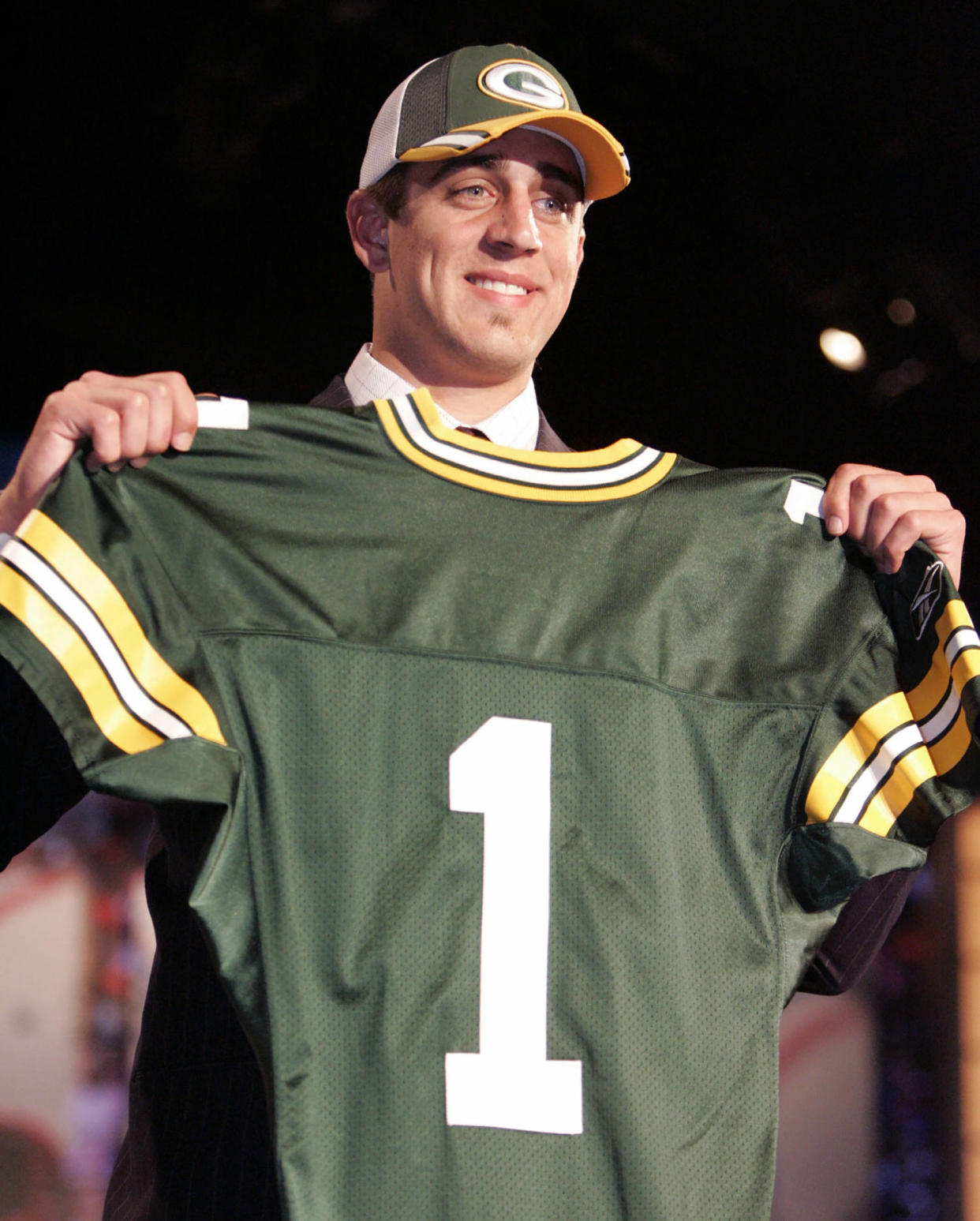 Aaron Rodgers at the NFL Draft in New York. (Julie Jacobson / AP)