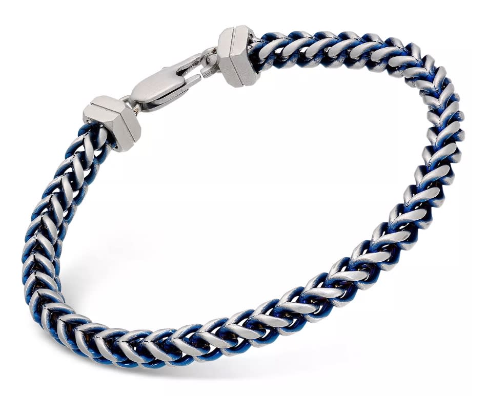ESQUIRE-MENS-JEWELRY-Link-Chain-Bracelet-in-Stainless-Steel-and-Blue-Ion-Plating