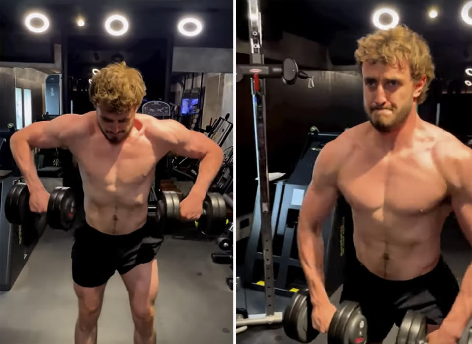 Paul Mescal works out shirtless