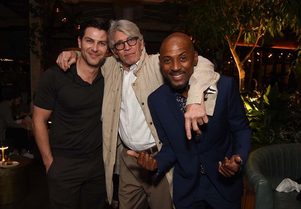 At the series finale for ABC’s A Million Little Things at the Pacific Design Center in Los Angeles (l. to r.): David Giuntoli, Eric Roberts and Romany Malco.