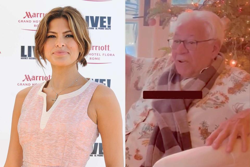 <p>Getty;Eva Mendes/Instagram</p> Eva Mendes quizzes her father on modern-day phrases in a fun new Instagram video.