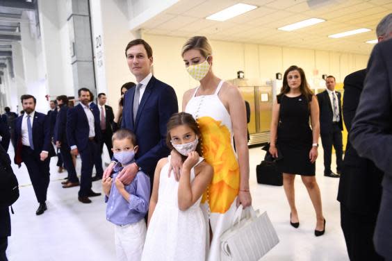 Ivanka Trump, President Donald Trump's daughter and adviser, arrives for a SpaceX launch in Florida with her husband Jared Kushner and their children (AFP via Getty Images)