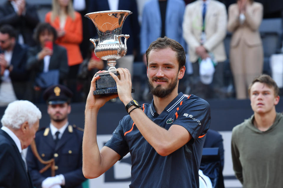 Russian tennis player Daniil Medvedev wins the Italian tennis internationals at Foro Italico.  Rome (Italy), May 21, 2023. (Photo by Massimo Insabato/Archivio Massimo Insabato/Mondadori Portfolio via Getty Images)