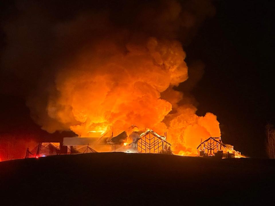 The Northern Bear Golf Course club house burned down Saturday. Fire investigators are examining the cause. (Submitted by Alison Rayner - image credit)