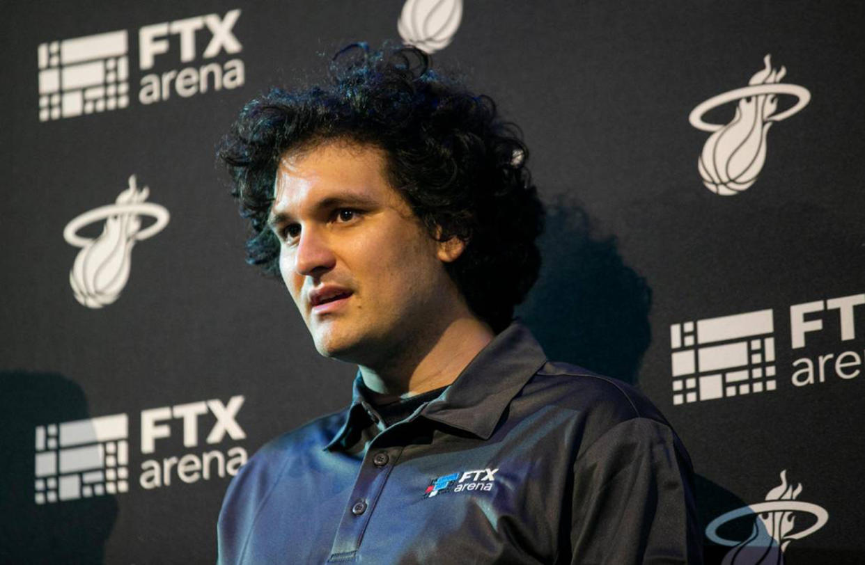 FTX CEO Sam Bankman-Fried attends a press conference at the FTX Arena in downtown Miami on Friday, June 4, 2021. (Matias J. Ocner/Miami Herald/Tribune News Service via Getty Images)