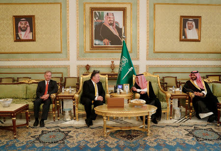 U.S. Secretary of State Mike Pompeo meets with Saudi Foreign Minister Adel al-Jubeir in Riyadh, Saudi Arabia, October 16, 2018. REUTERS/Leah Millis/Pool