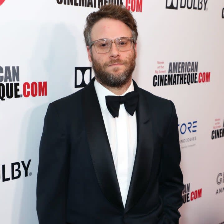 Seth wearing a tux at a red carpet event