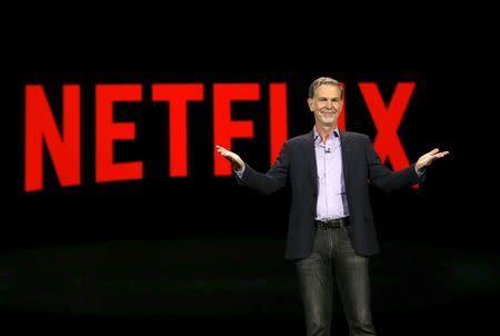 Reed Hastings, co-founder and CEO of Netflix, delivers a keynote address at the 2016 CES trade show in Las Vegas, Nevada January 6, 2016. REUTERS/Steve Marcus