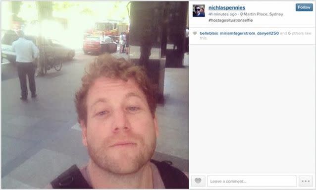 Selfies from Sydney's siege scene have sparked fury on social media. Photo: Instagram